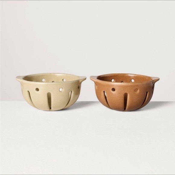 15oz Stoneware Berry Bowls Tan/Pumpkin Brown (Set of 2) - Hearth & Hand Magnolia